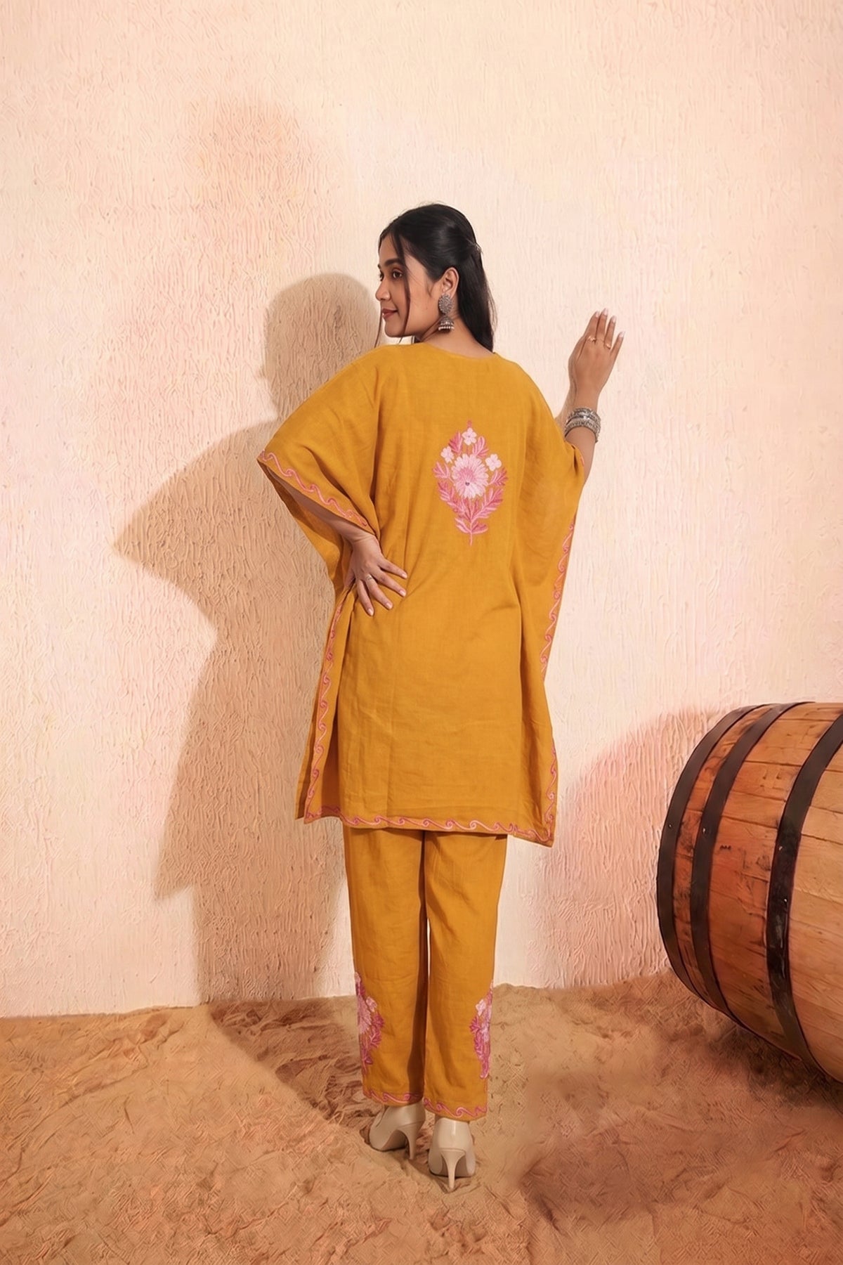 Mastered Yellow Kashmiri Kaftan Meets Modern Elegance