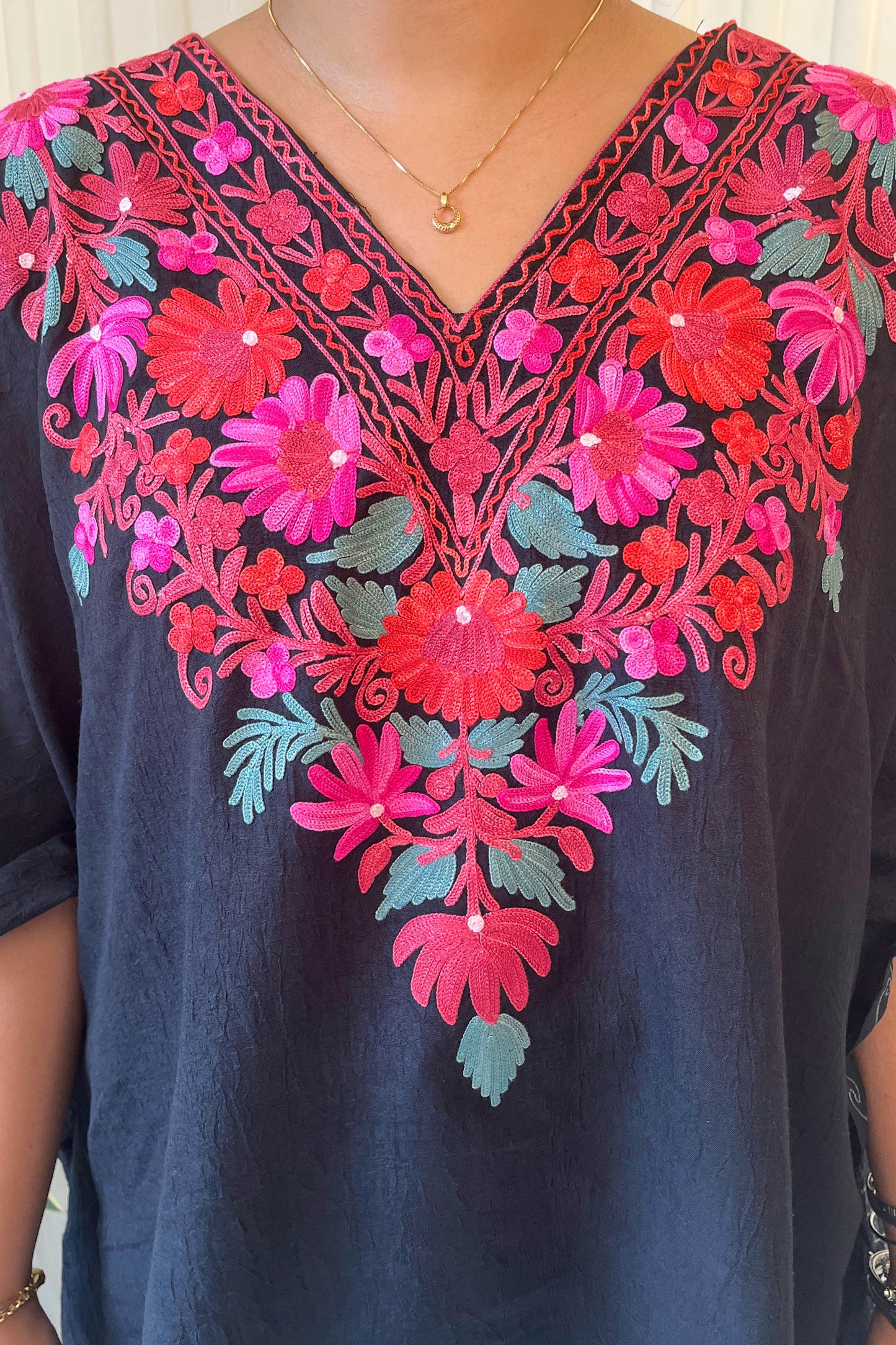 Kashmiri Aari Work Collar Kaftan Top
