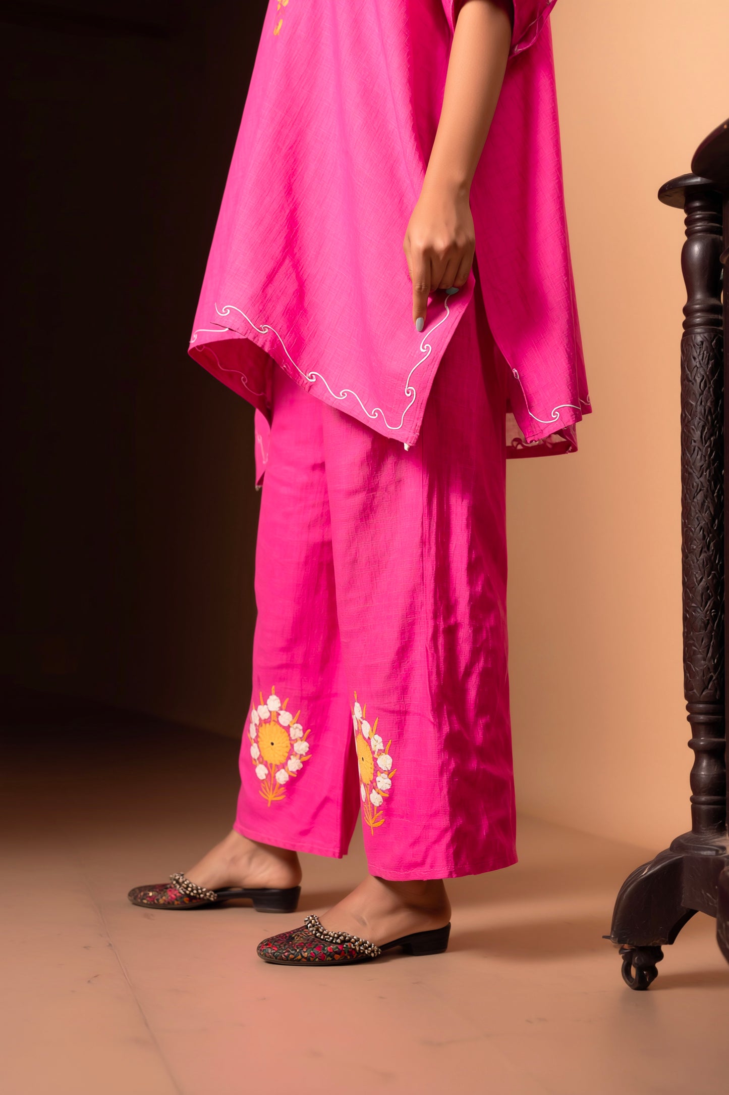 Premium Kashmiri Aari Work Kaftan Coord Set