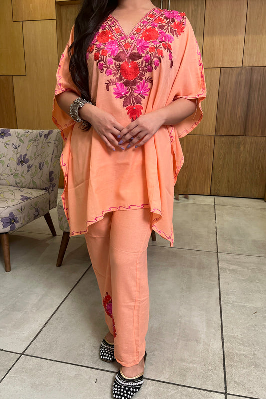 Kashmiri Aari Work Kaftan Coord Set