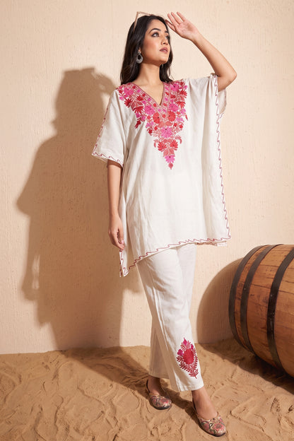 Floral Kashmiri Knee Length Kaftan – Crafted Festive Wear