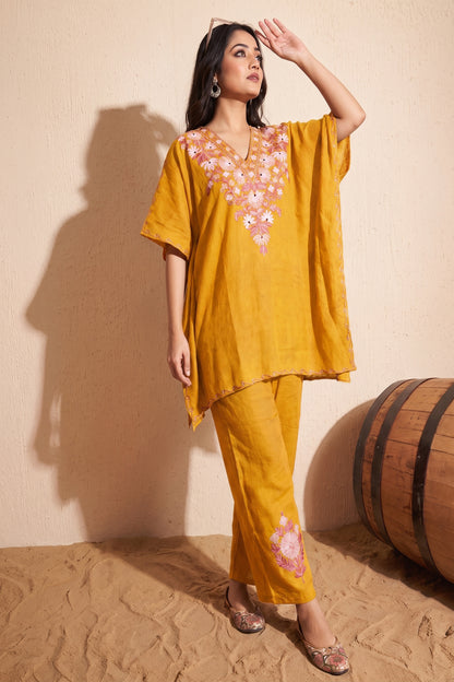 Mastered Yellow Kashmiri Kaftan Meets Modern Elegance