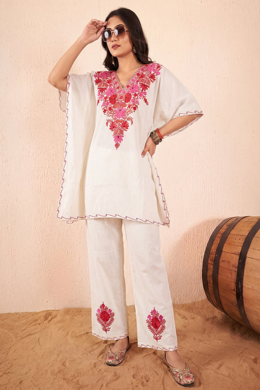Floral Kashmiri Knee Length Kaftan – Crafted Festive Wear