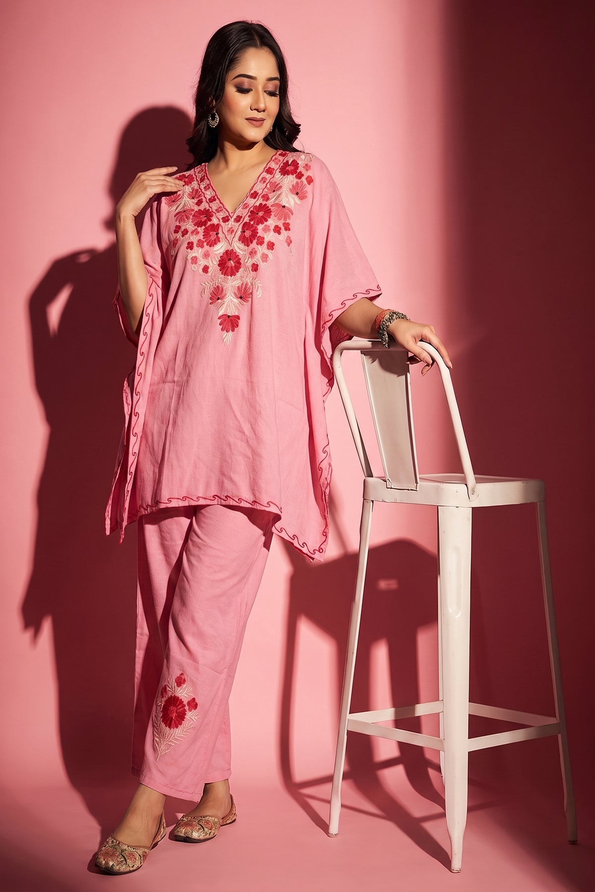 Light Pink Shade Luxury Kashmiri Kaftan Set