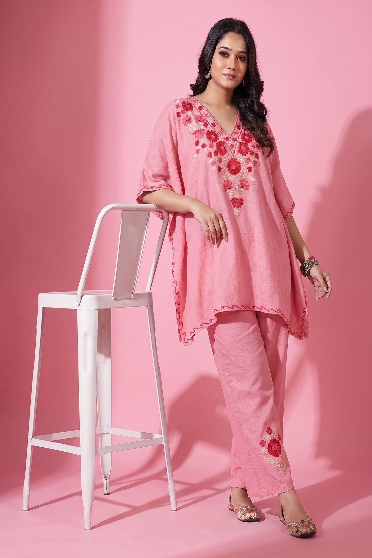 Light Pink Shade Luxury Kashmiri Kaftan Set