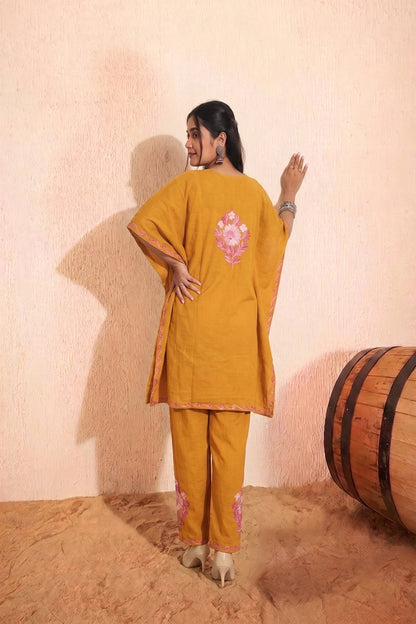 Mastered Yellow Kashmiri Kaftan Meets Modern Elegance