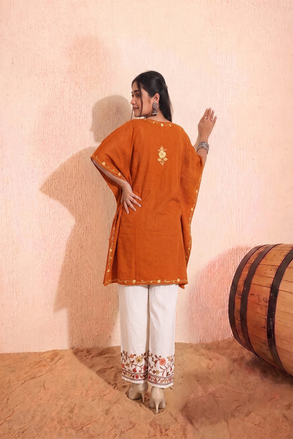 Burnt Orange Kashmir Woven Kaftan Set