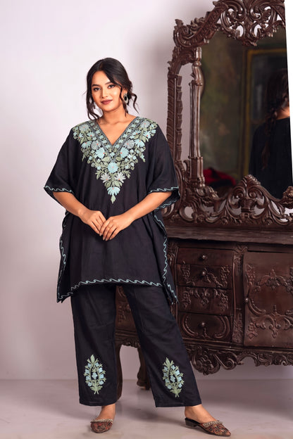 Elegant Aari Work Kashmiri Kaftan Co-Ord