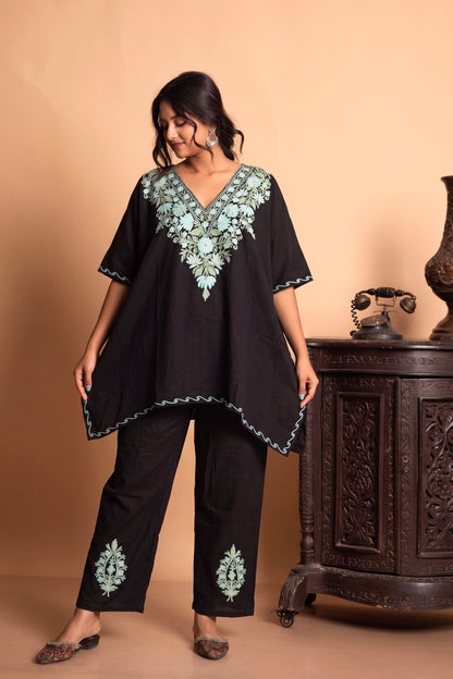 Elegant Aari Work Kashmiri Kaftan Co-Ord