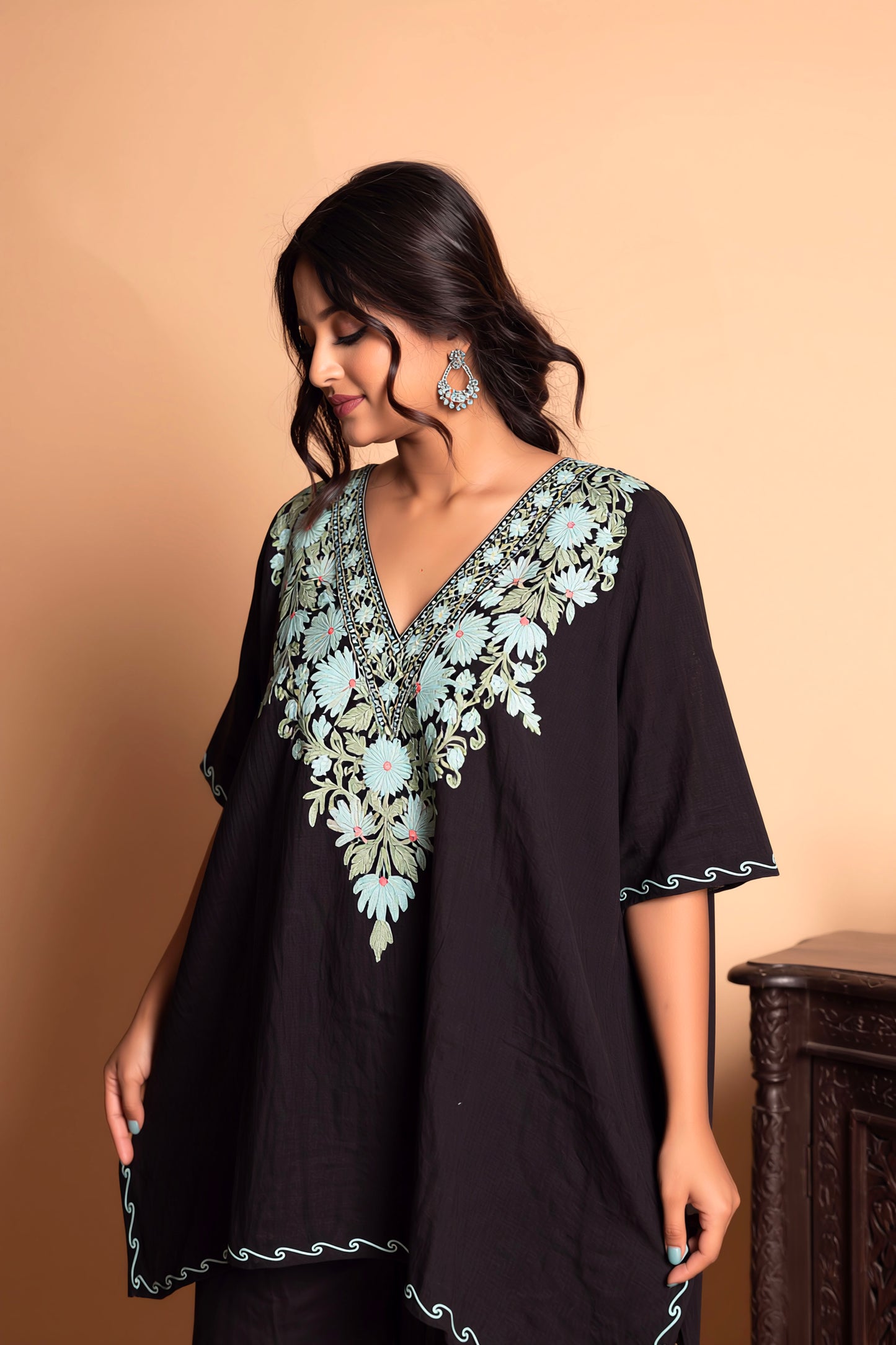 Elegant Aari Work Kashmiri Kaftan Co-Ord