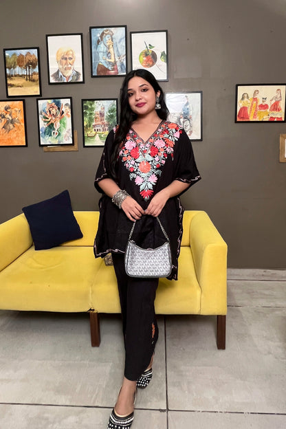 Kashmiri Aari Work Kaftan Co ord set