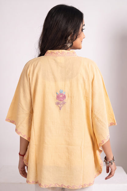 Kashmiri Aari Work Collar Kaftan Top