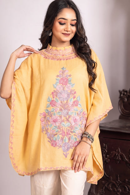 Kashmiri Aari Work Collar Kaftan Top