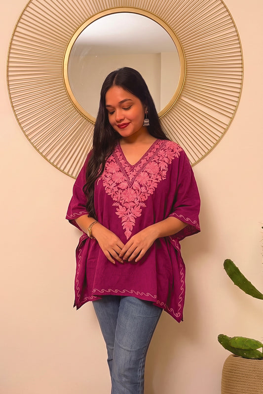 Kashmiri Floral Mini Kaftan Top