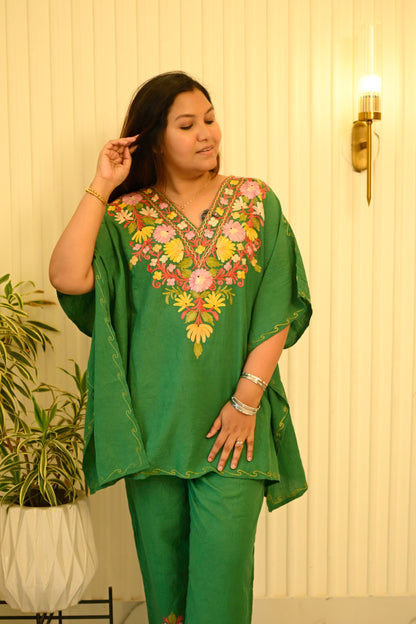 Kashmiri Aari Work Kaftan Co ord set