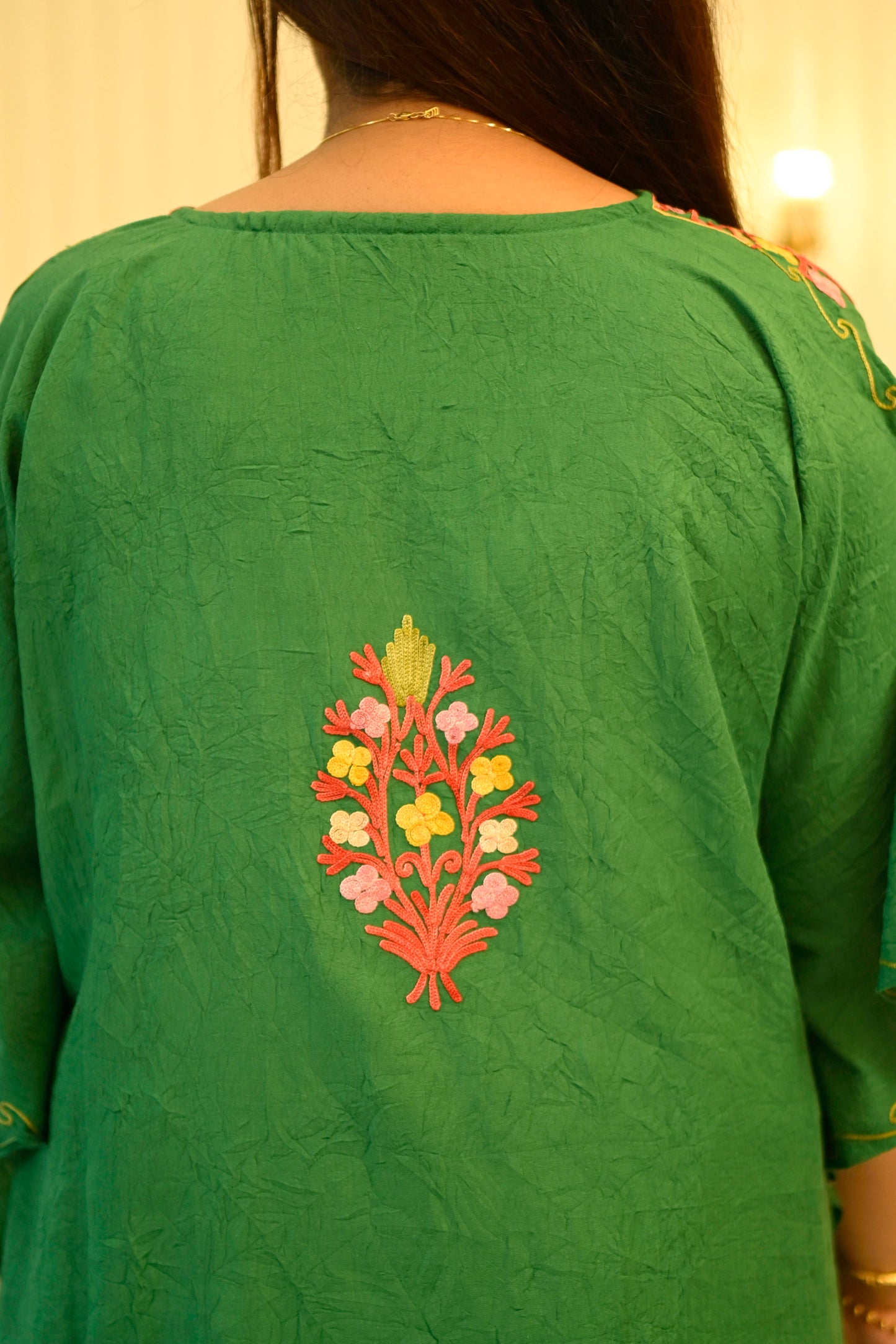 Kashmiri Aari Work Kaftan Co ord set