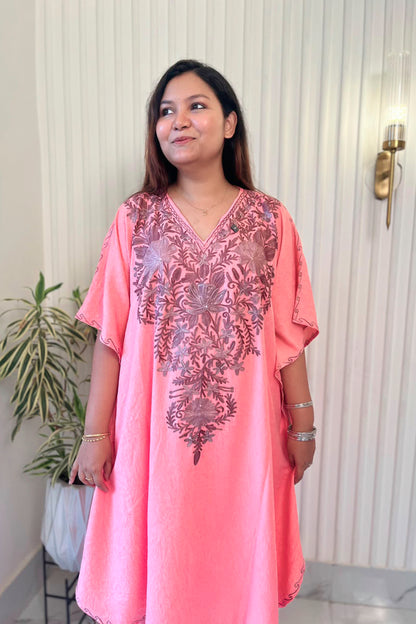 Kashmiri Aari Work Knee Length Kaftan Co-ord set✨