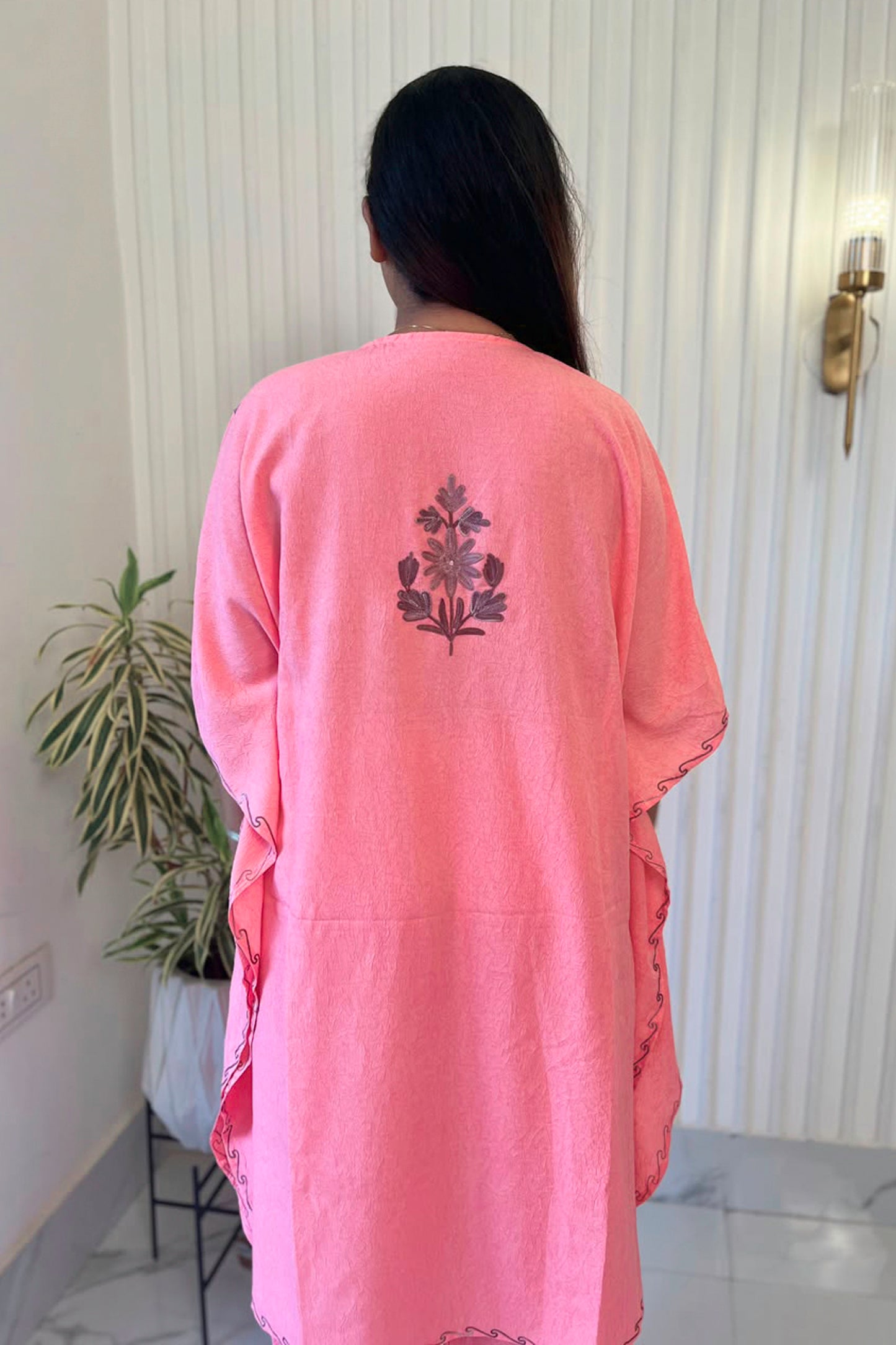 Kashmiri Aari Work Knee Length Kaftan Co-ord set✨
