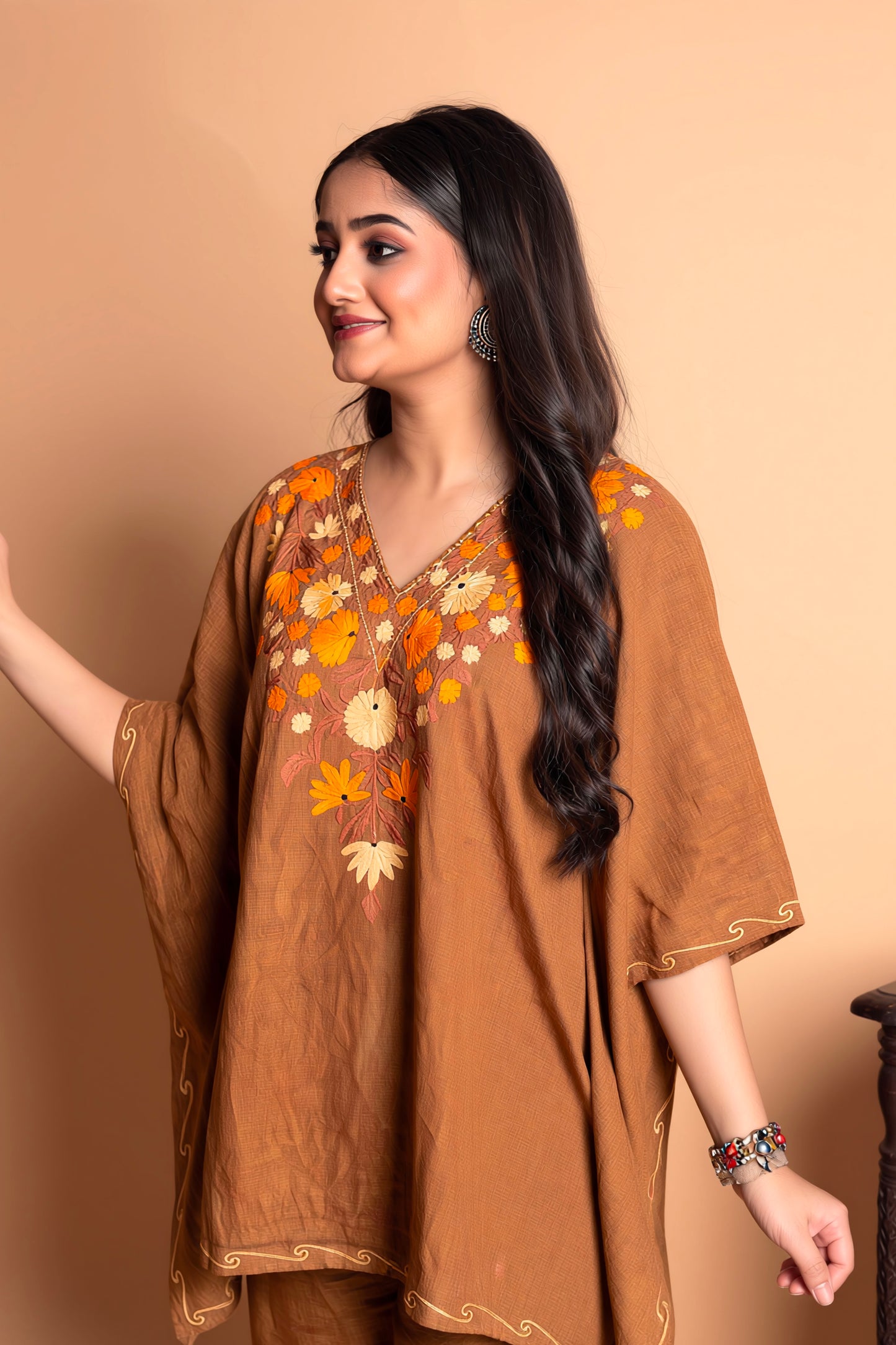 Kashmiri Aari Work Kaftan Set – Timeless Elegance