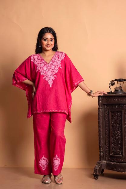 Kashmiri Aari Work Kaftan Coord Set