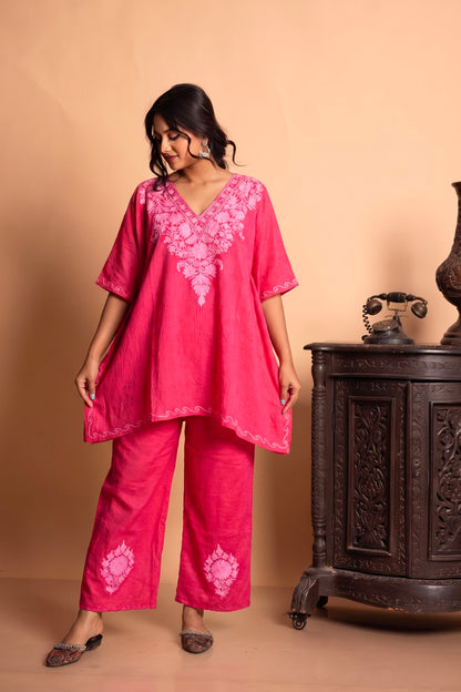 Kashmiri Aari Work Kaftan Coord Set