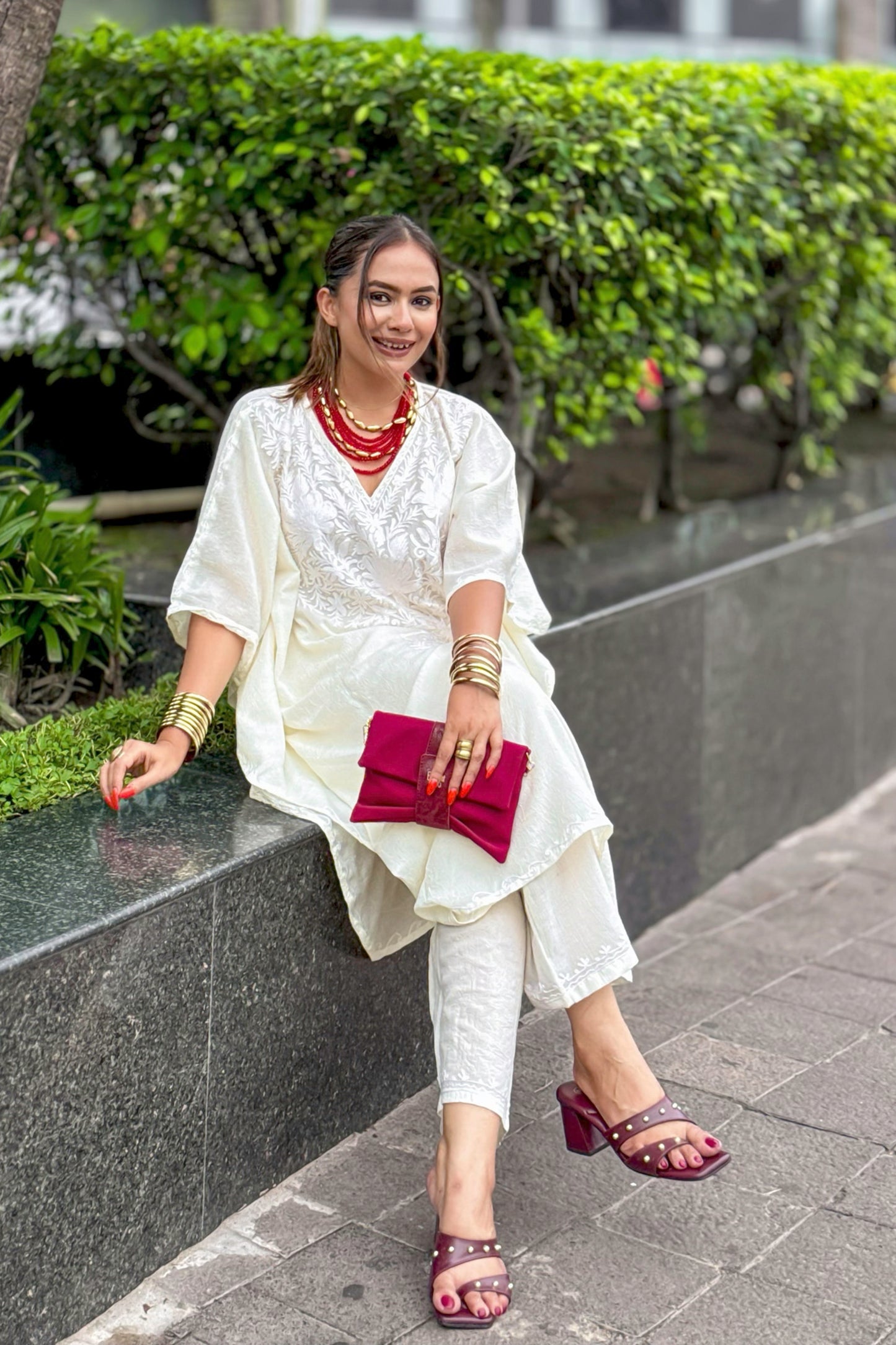 Kashmiri Aari Work Kaftan Co ord set