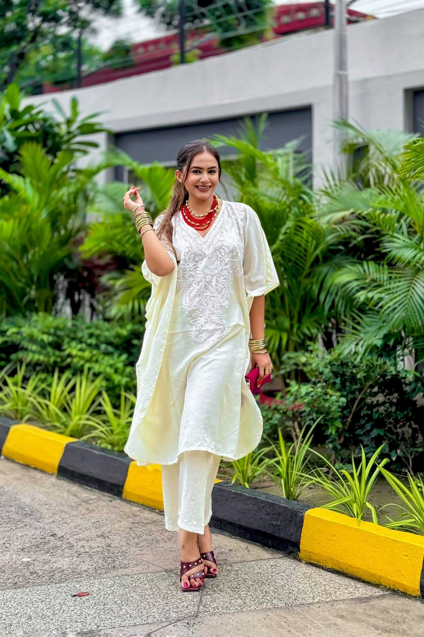 Kashmiri Aari Work Kaftan Co ord set