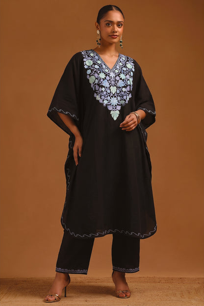 Festive Floral Kashmiri Knee Length Kaftan Co-ord Set