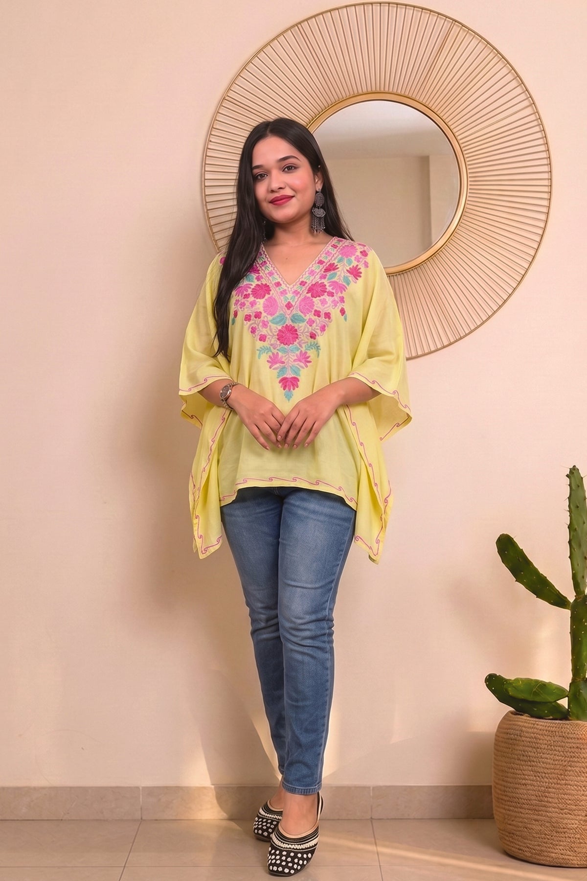 Kashmiri Floral Mini Kaftan Top