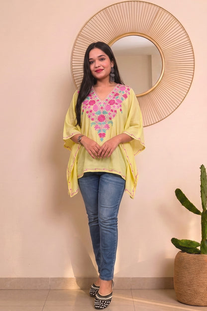 Kashmiri Floral Mini Kaftan Top