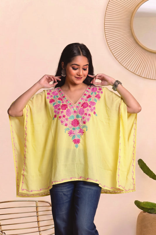 Kashmiri Floral Mini Kaftan Top