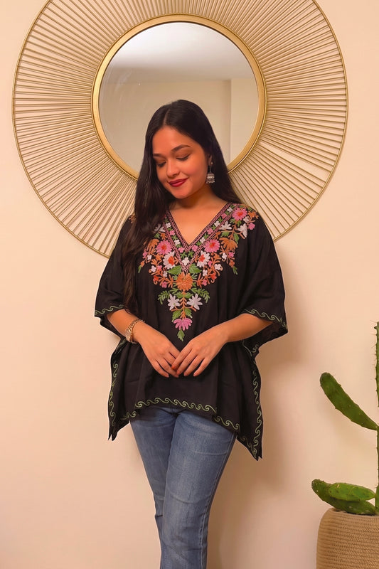 Kashmiri Floral Mini Kaftan Top