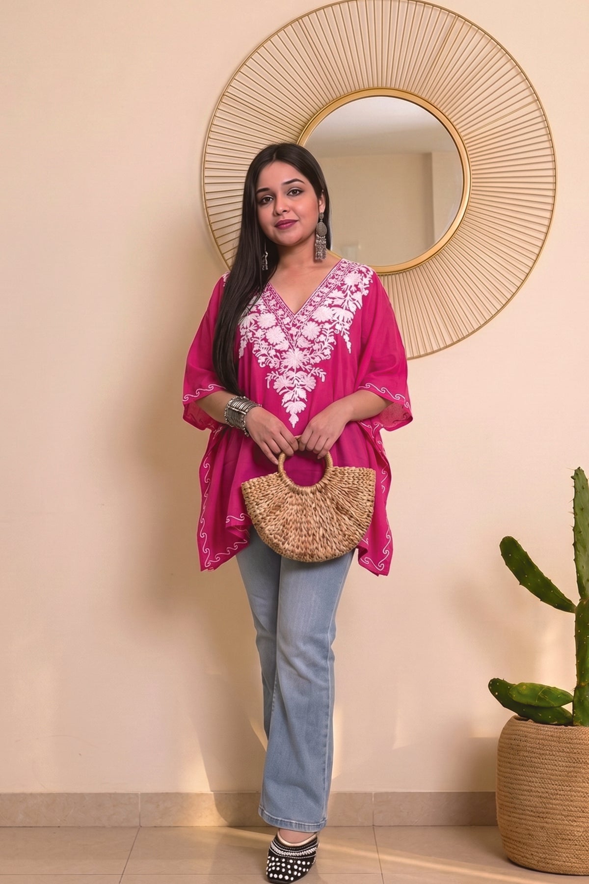 Festive Floral Kashmiri Mini Kaftan Top