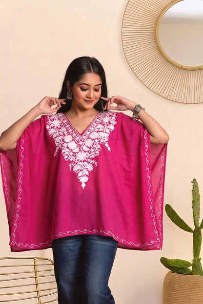 Festive Floral Kashmiri Mini Kaftan Top
