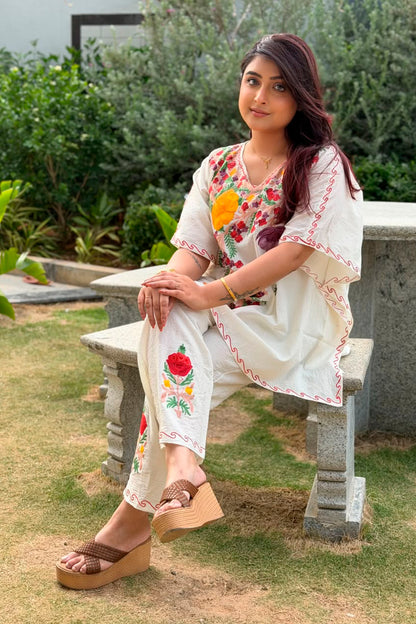 Kashmiri Aari Work Kaftan Co ord set