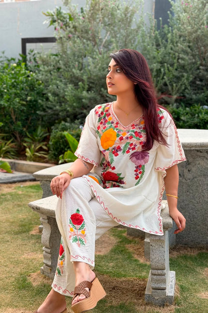 Kashmiri Aari Work Kaftan Co ord set