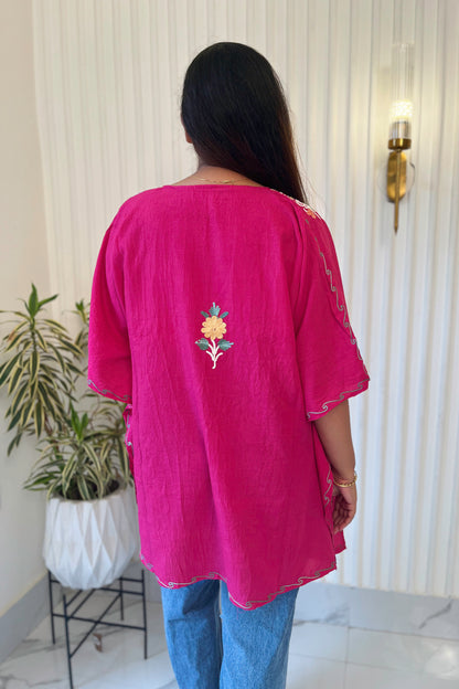 Kashmiri Aari Work Collar Kaftan Top