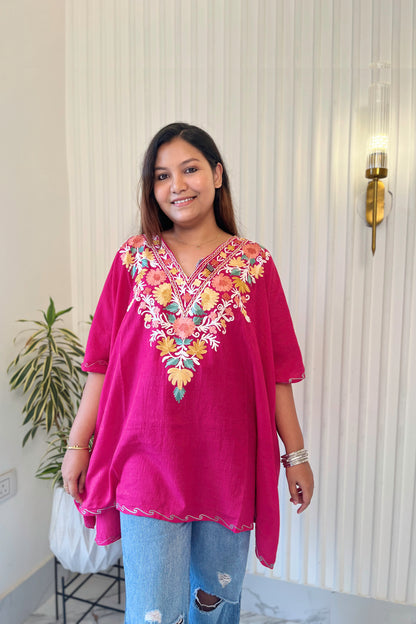 Kashmiri Aari Work Collar Kaftan Top