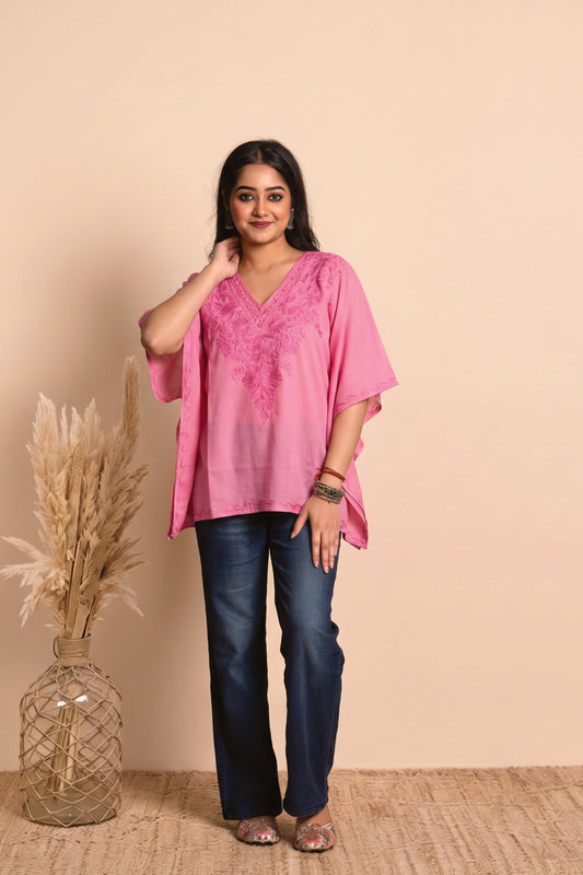 Pink Kashmiri Mini Kaftan – Light & Elegant Summer Wear
