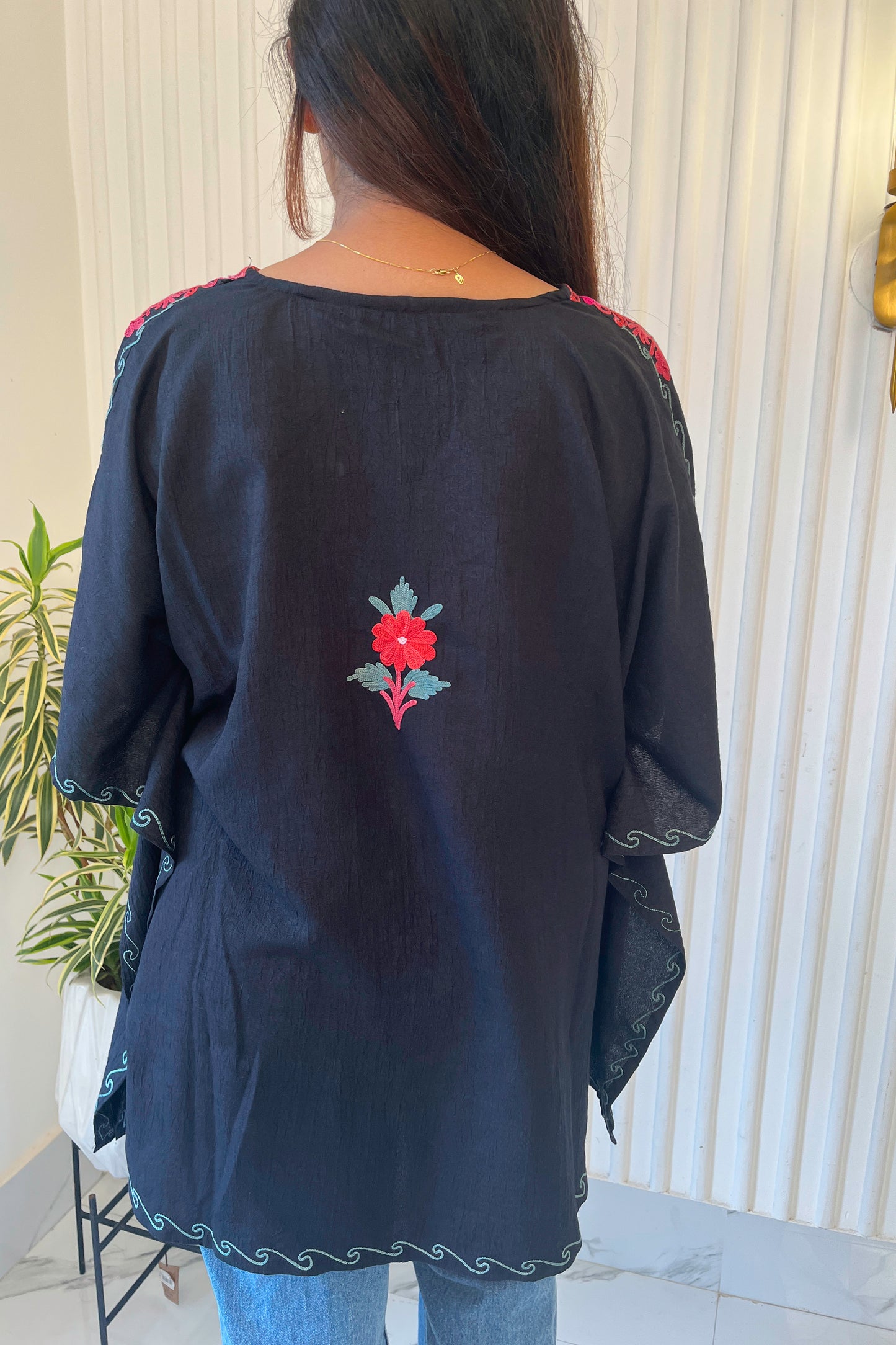 Kashmiri Aari Work Collar Kaftan Top