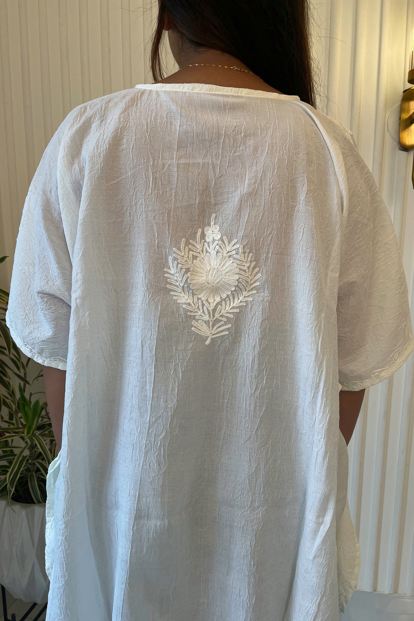 Kashmiri Aari Work Collar Kaftan Top