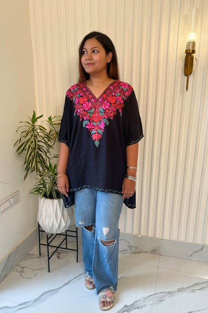 Kashmiri Aari Work Collar Kaftan Top