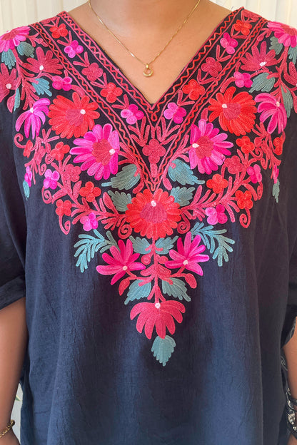 Kashmiri Aari Work Collar Kaftan Top
