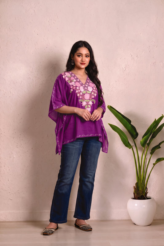 Festive Floral Kashmiri Mini Kaftan – Handcrafted Traditional Elegance