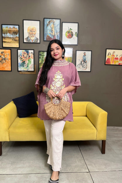 Kashmiri Aari Work Collar Kaftan Top