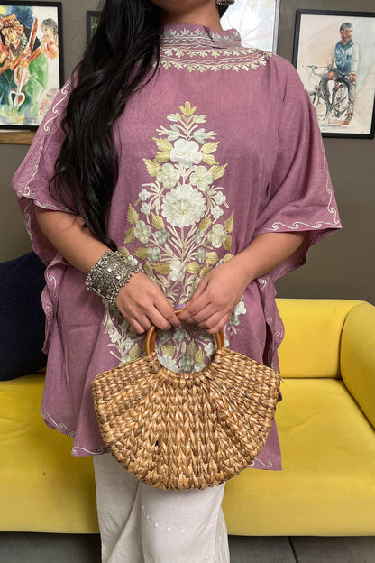 Kashmiri Aari Work Collar Kaftan Top