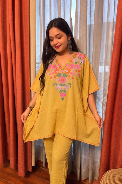 Kashmiri Kaftan Dress with Aari Work