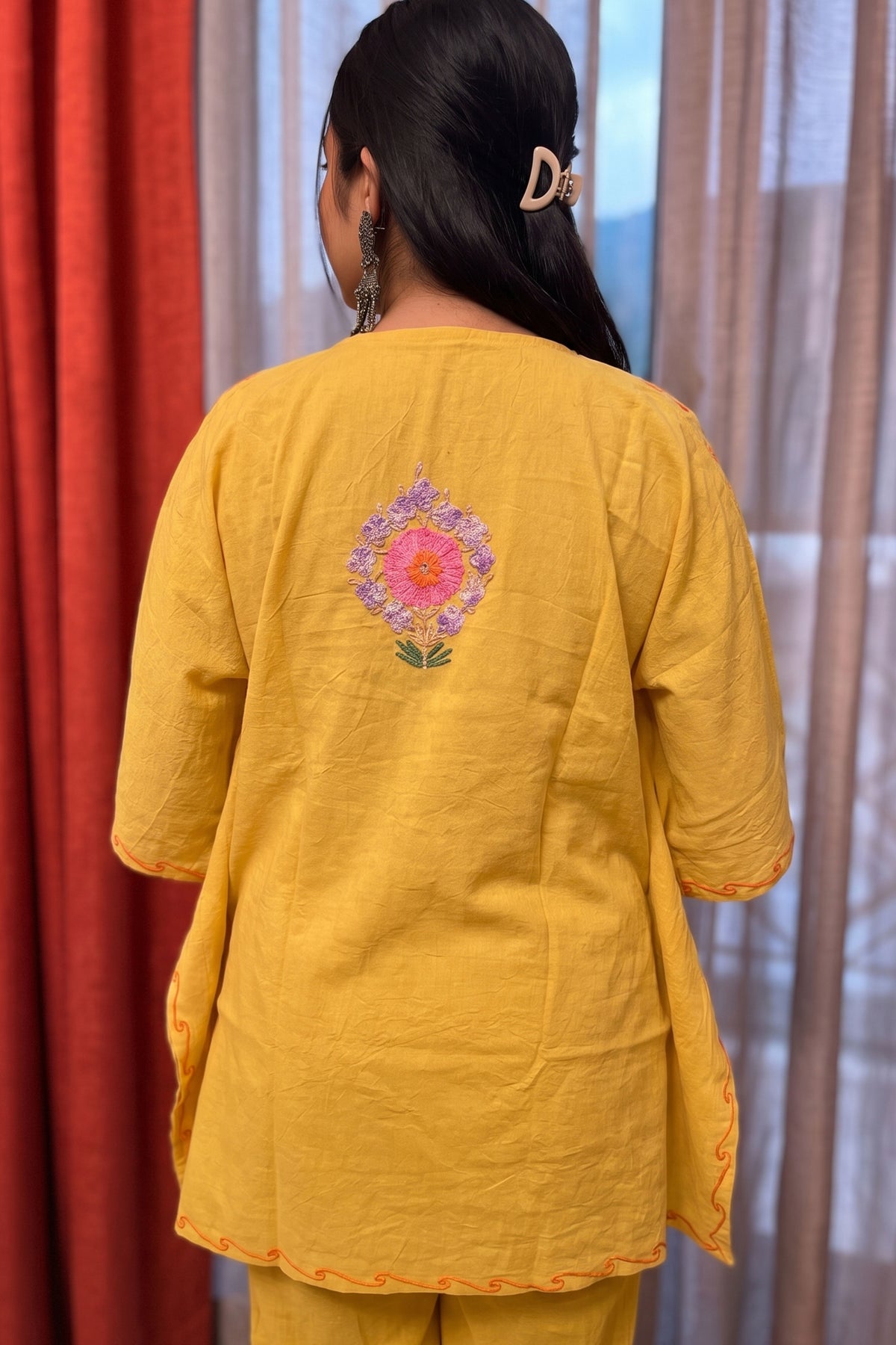 Kashmiri Kaftan Dress with Aari Work