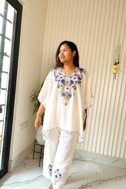 Kashmiri Aari Work Kaftan Co ord set