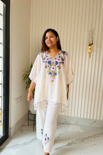 Kashmiri Aari Work Kaftan Co ord set